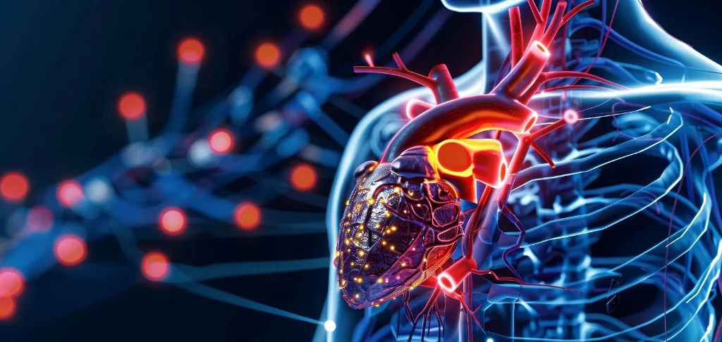 Advanced cardiac care visualization representing LVAD management and post-acute cardiac monitoring at Briar skilled nursing facility in Middlefield, Ohio